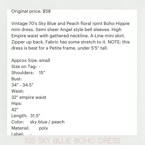 Vintage 70s Sky Blue Boho Dress - Picture 8 of 8